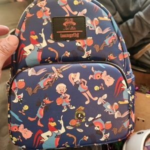 Loungefly SPACE JAM/ LOONEY TOONS Cartoon Character Kids Blue Backpack